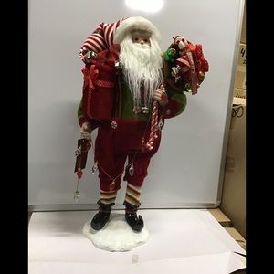 20” NEW Santa Claus on snow base Candy cane hat